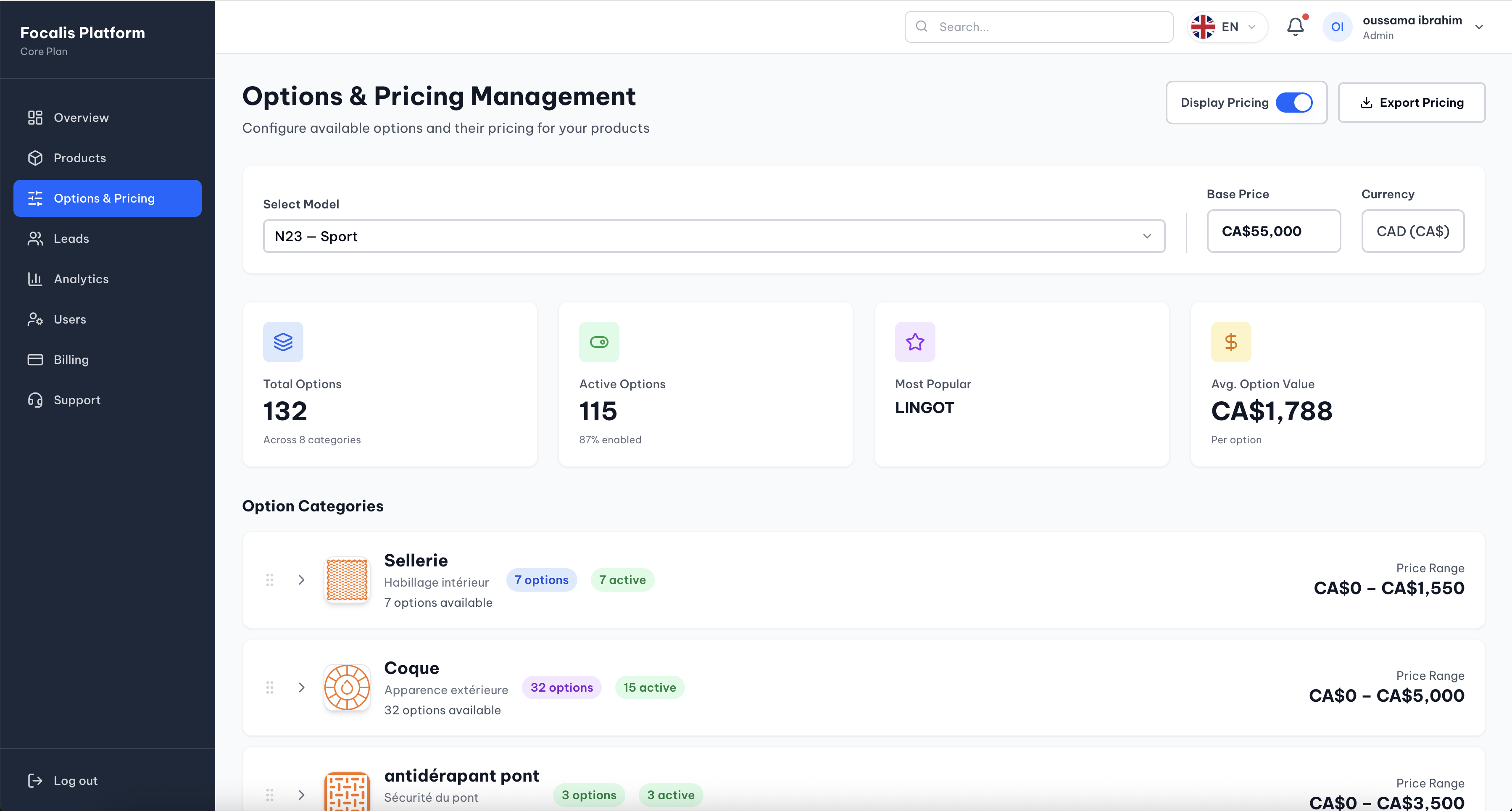 Focalis: A Multi-Tenant SaaS Platform for a 3D Configurator — screenshot 3 showing saas product interface
