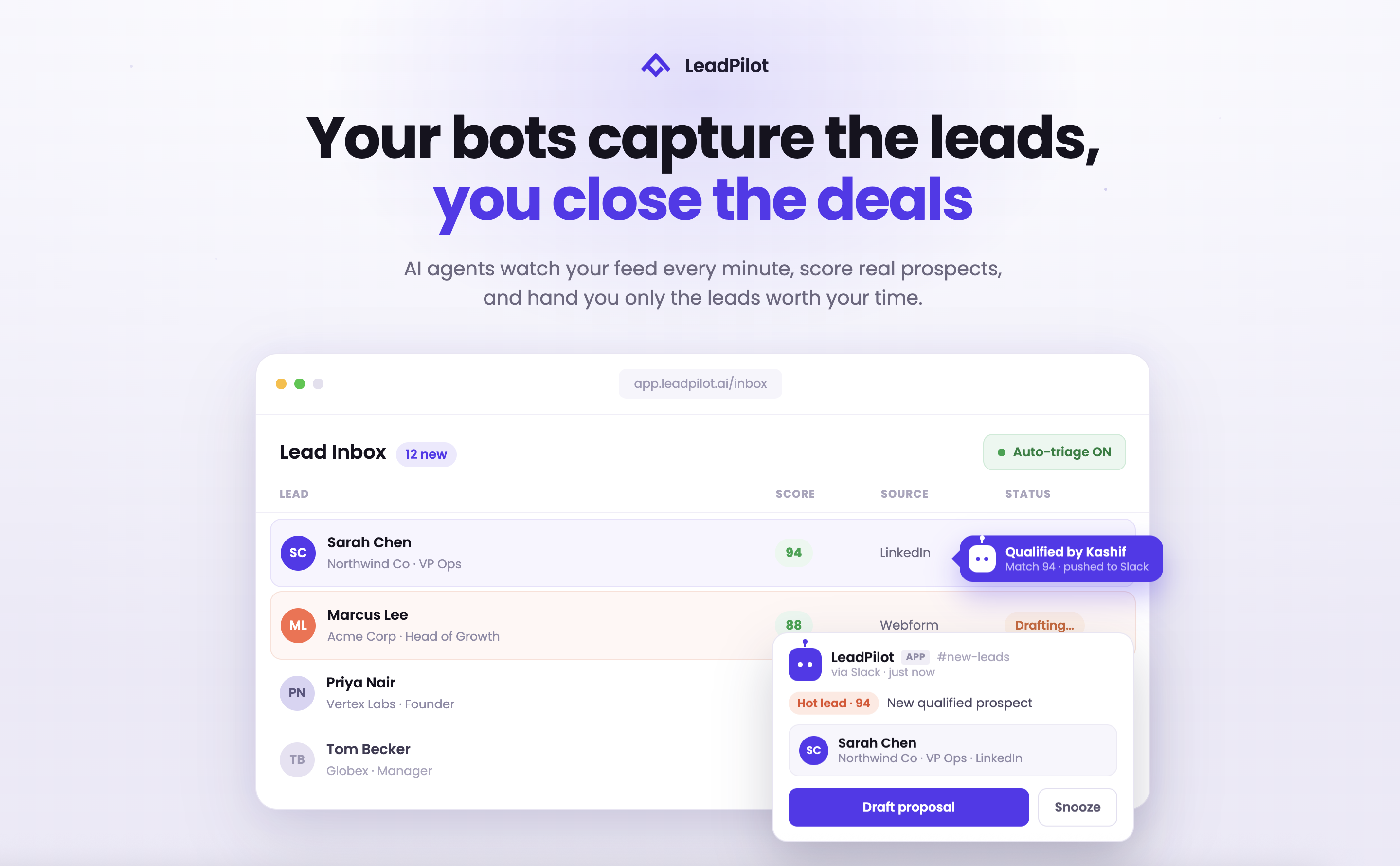 Lead-Gen Pipeline: $30K in New Contracts From Automated Triage — screenshot 1 showing ai automation product interface
